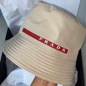 Prada bucket hat.